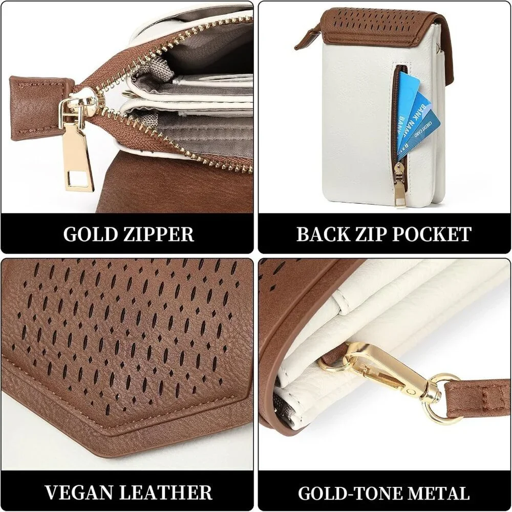 Small Leather Crossbody Bag Women Cell Phone Purse Wallet Compartments